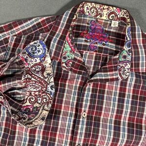 Robert Graham Large Red Plaid Flip Cuff Long Sleeve Cotton Button Down